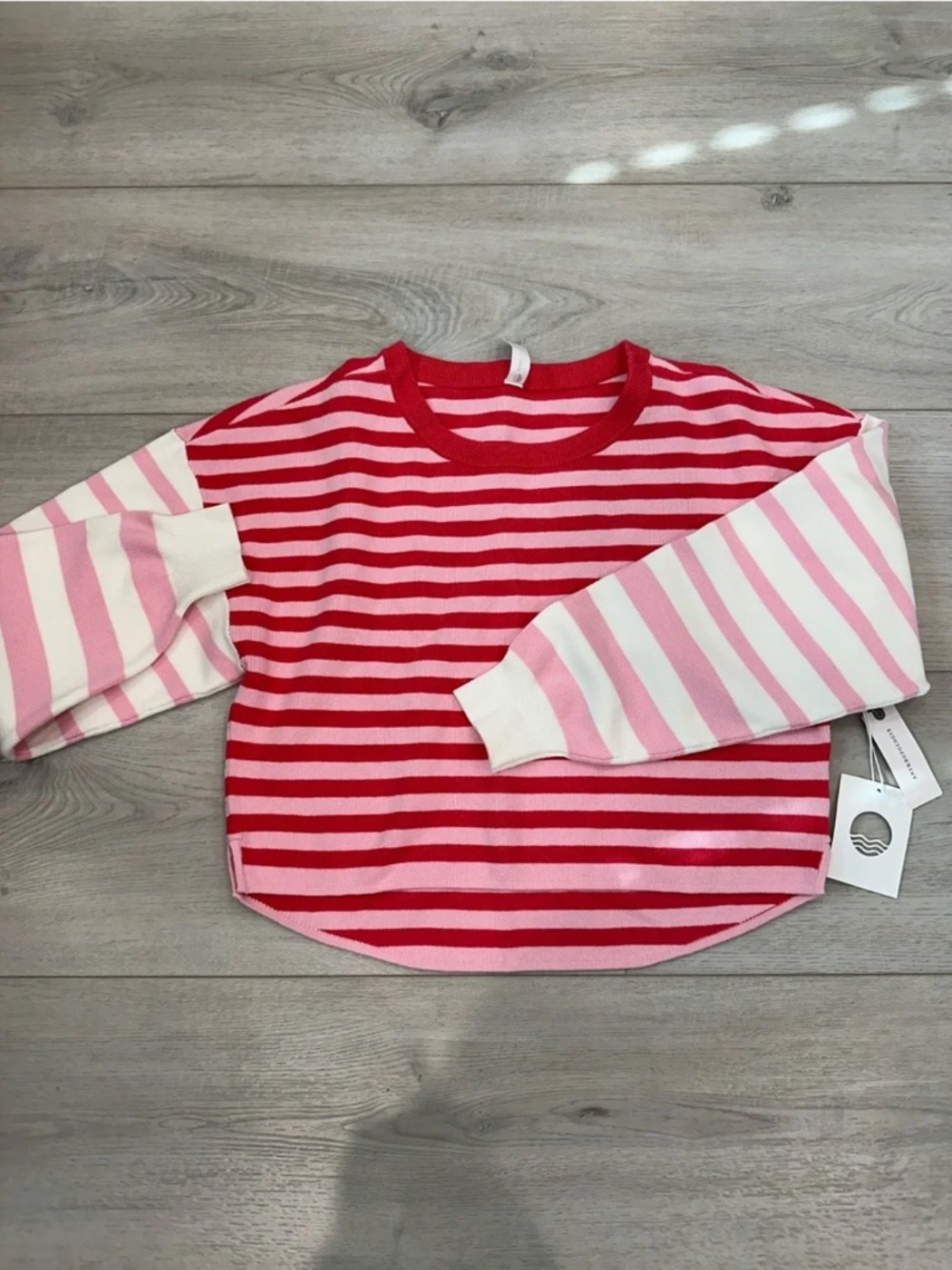 NWT Daily Practice Striped Knit Sweater S Pink Red Colorblock $98